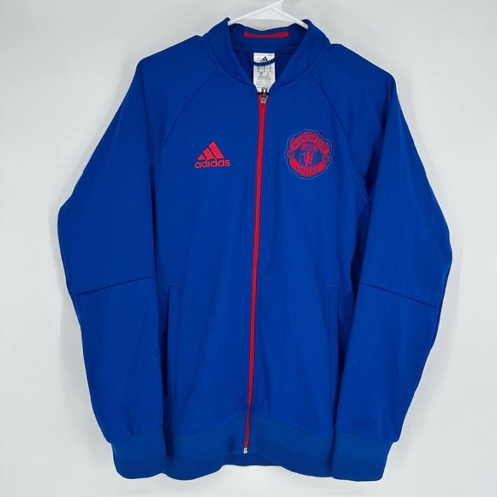 Adidas Manchester United Anthem Jacket Mens Small Blue Full Zip S95558 APU008‎